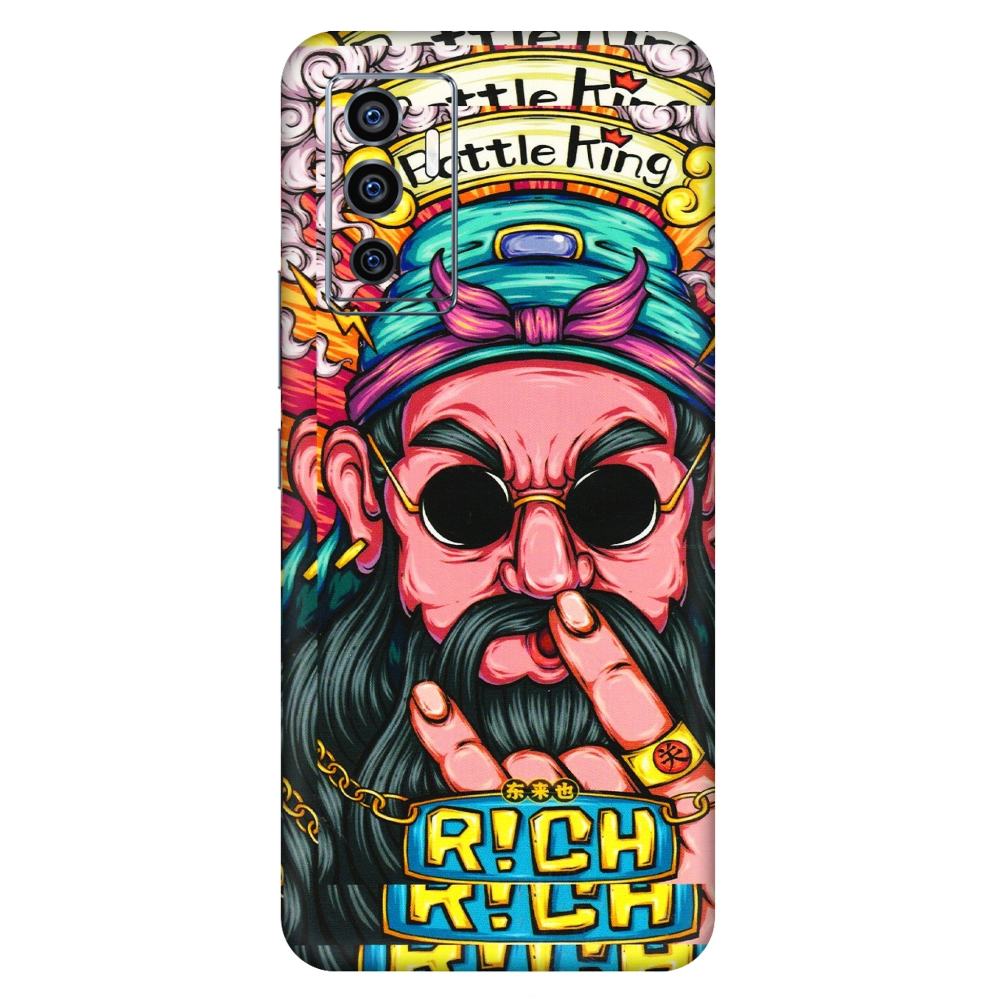 VIVO Z/V/X/T/U/S Series Phone Skins (All Models) - Battle King Dude Face - 3D Embossed Finish (L-178) Vivo V23e (5G)