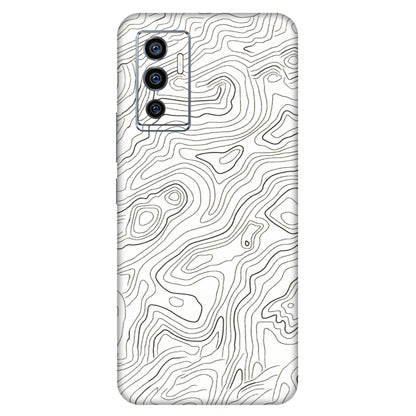 VIVO Z/V/X/T/U/S Series Phone Skins (All Models) - White Black Swirls - 3D Embossed Finish (L-219) Vivo V23e (5G)