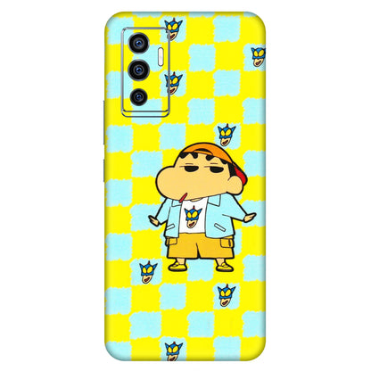VIVO Z/V/X/T/U/S Series Phone Skins (All Models) - Yellow Blue Shinchan Cute - 3D Embossed Finish (L-221) Vivo V23e (5G)