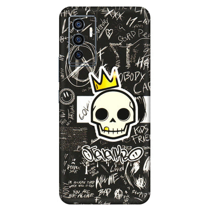 VIVO Z/V/X/T/U/S Series Phone Skins (All Models) - Funny Skull Black Chalk Grafitti - 3D Embossed Finish (L-22) Vivo V23e (5G)