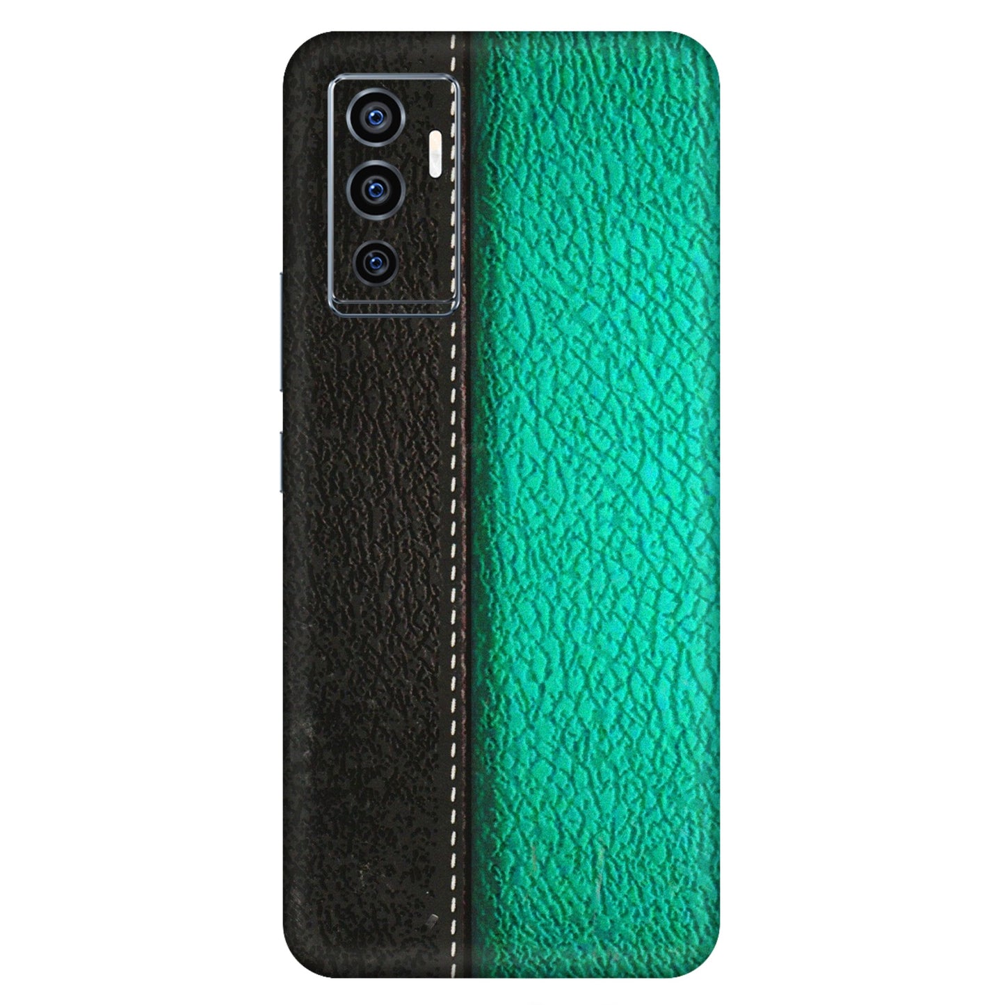 VIVO Z/V/X/T/U/S Series Phone Skins (All Models) - Black Green Dual Leather Stich - 3D Embossed Finish (L-233) Vivo V23e (5G)