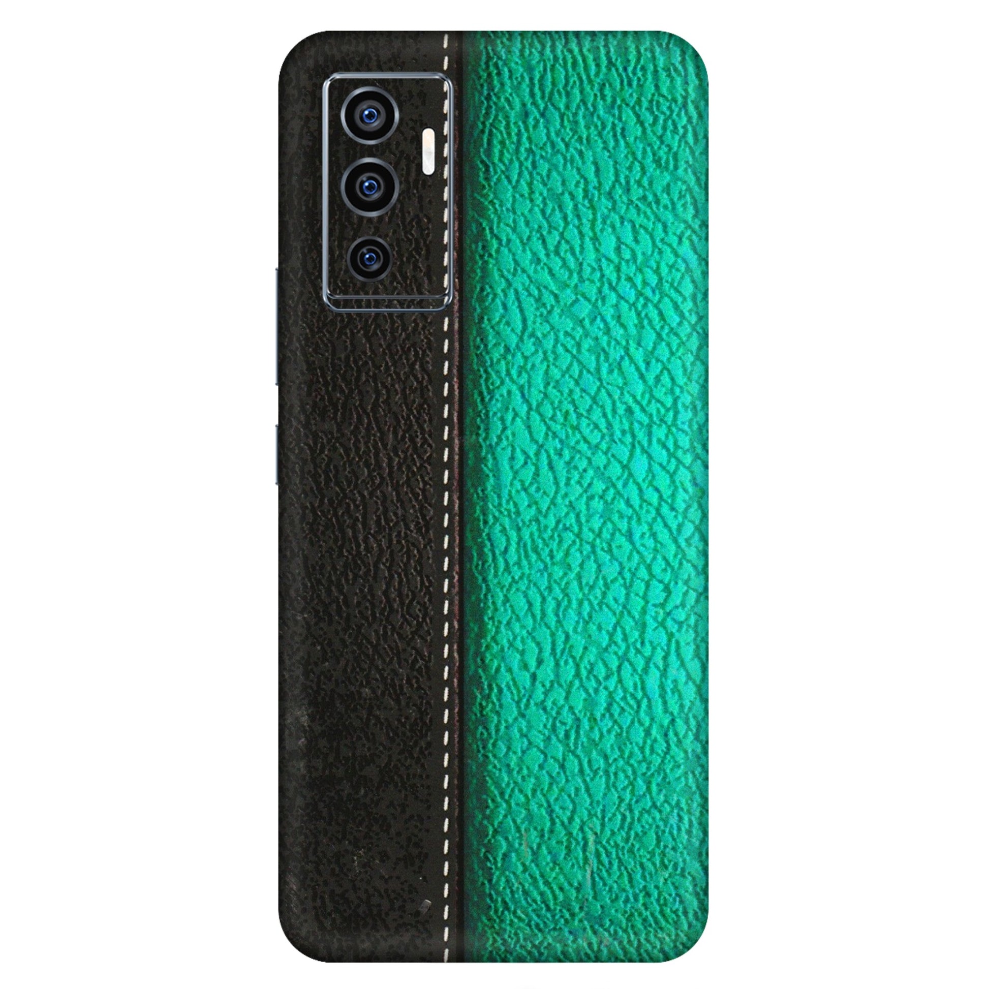 VIVO Z/V/X/T/U/S Series Phone Skins (All Models) - Black Green Dual Leather Stich - 3D Embossed Finish (L-233) Vivo V23e (5G)