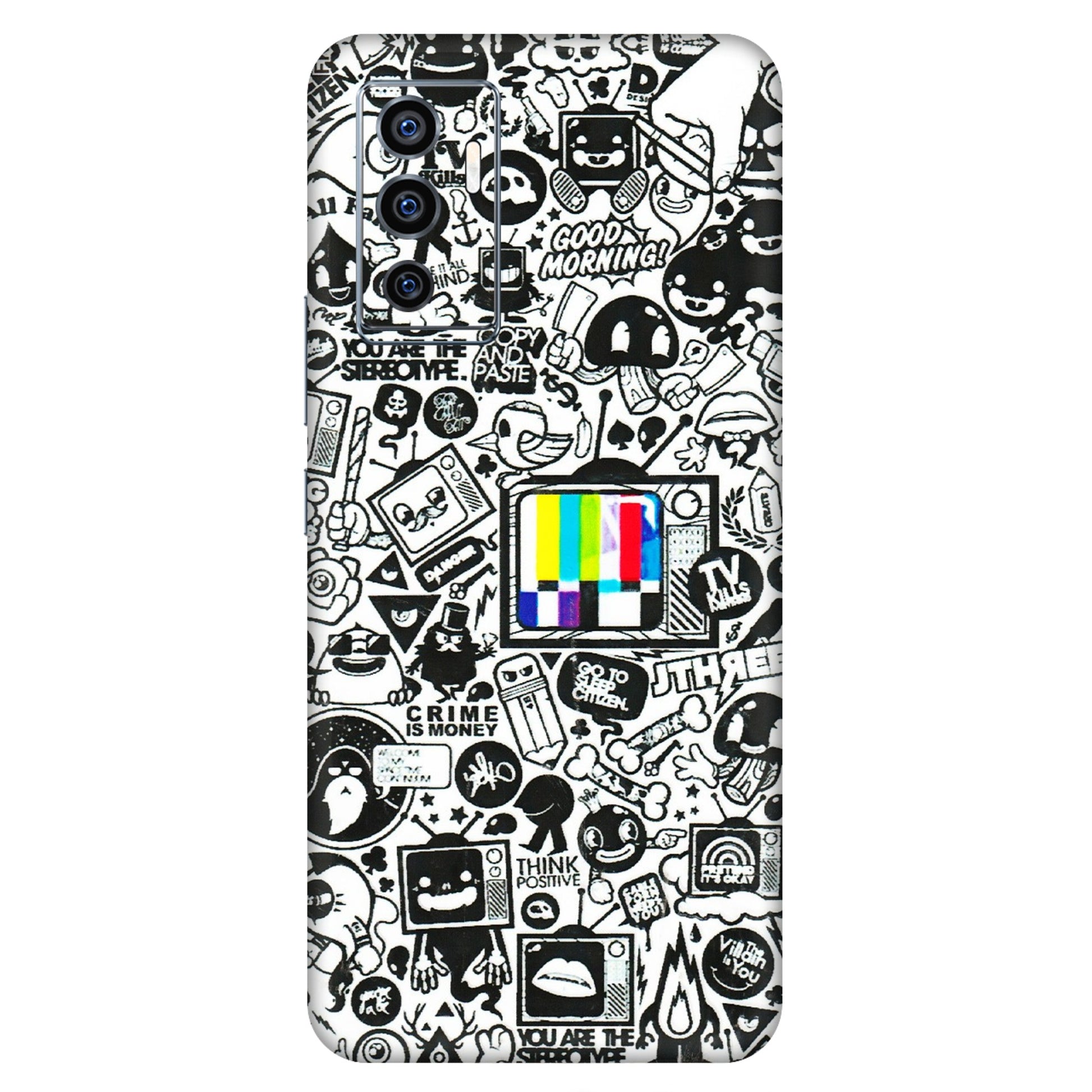 VIVO Z/V/X/T/U/S Series Phone Skins (All Models) - Doodles Positive Art - 3D Embossed Finish (L-263) Vivo V23e (5G)