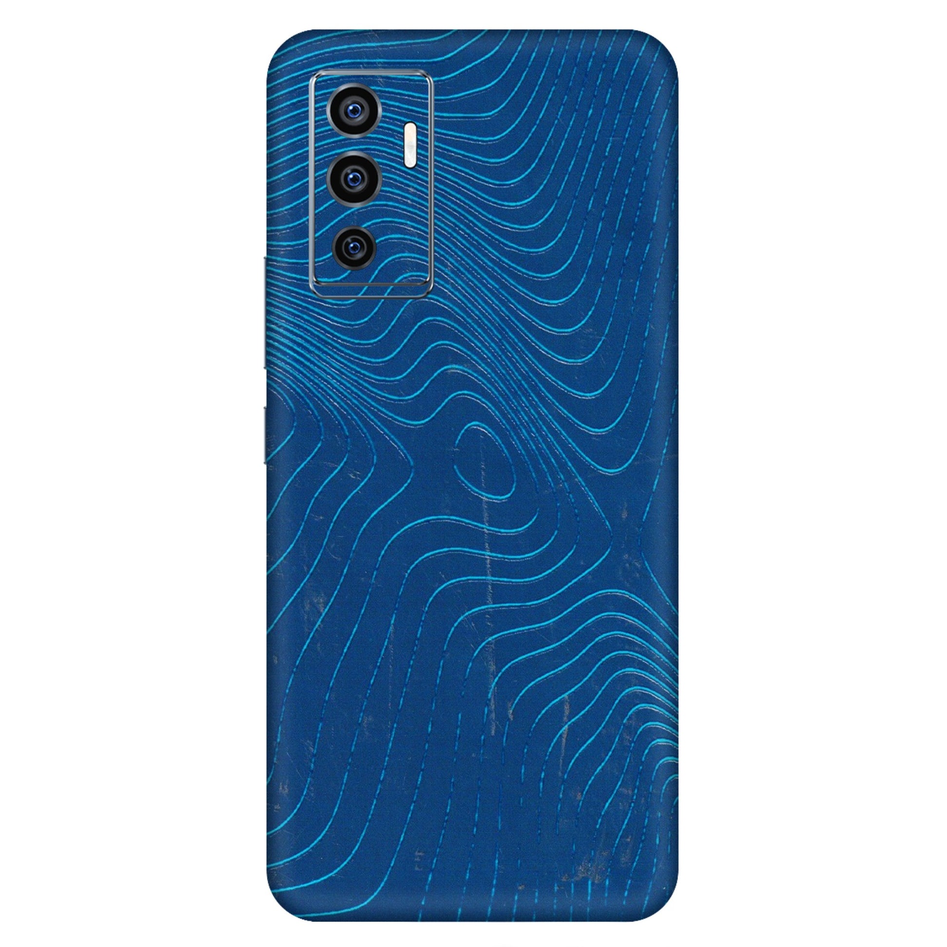 VIVO Z/V/X/T/U/S Series Phone Skins (All Models) - Abstract Blue Line Map - 3D Embossed Finish (L-272) Vivo V23e (5G)
