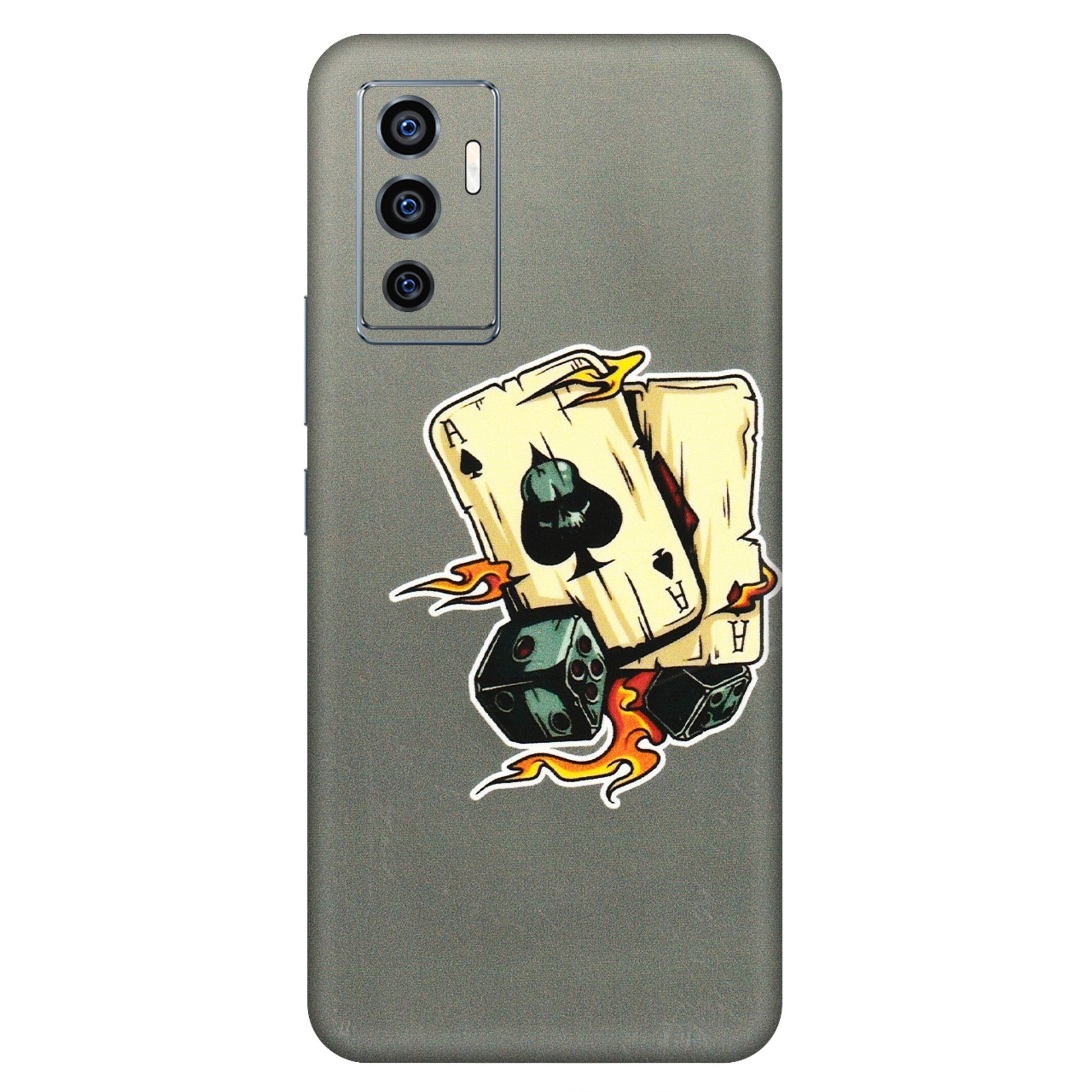 VIVO Z/V/X/T/U/S Series Phone Skins (All Models) - Grey Cards Of Ace - 3D Embossed Finish (L-77) Vivo V23e (5G)