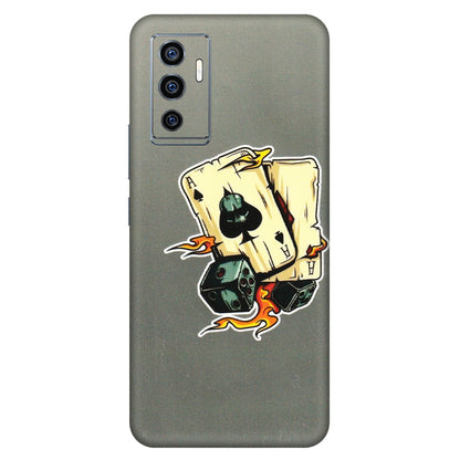 VIVO Z/V/X/T/U/S Series Phone Skins (All Models) - Grey Cards Of Ace - 3D Embossed Finish (L-77) Vivo V23e (5G)