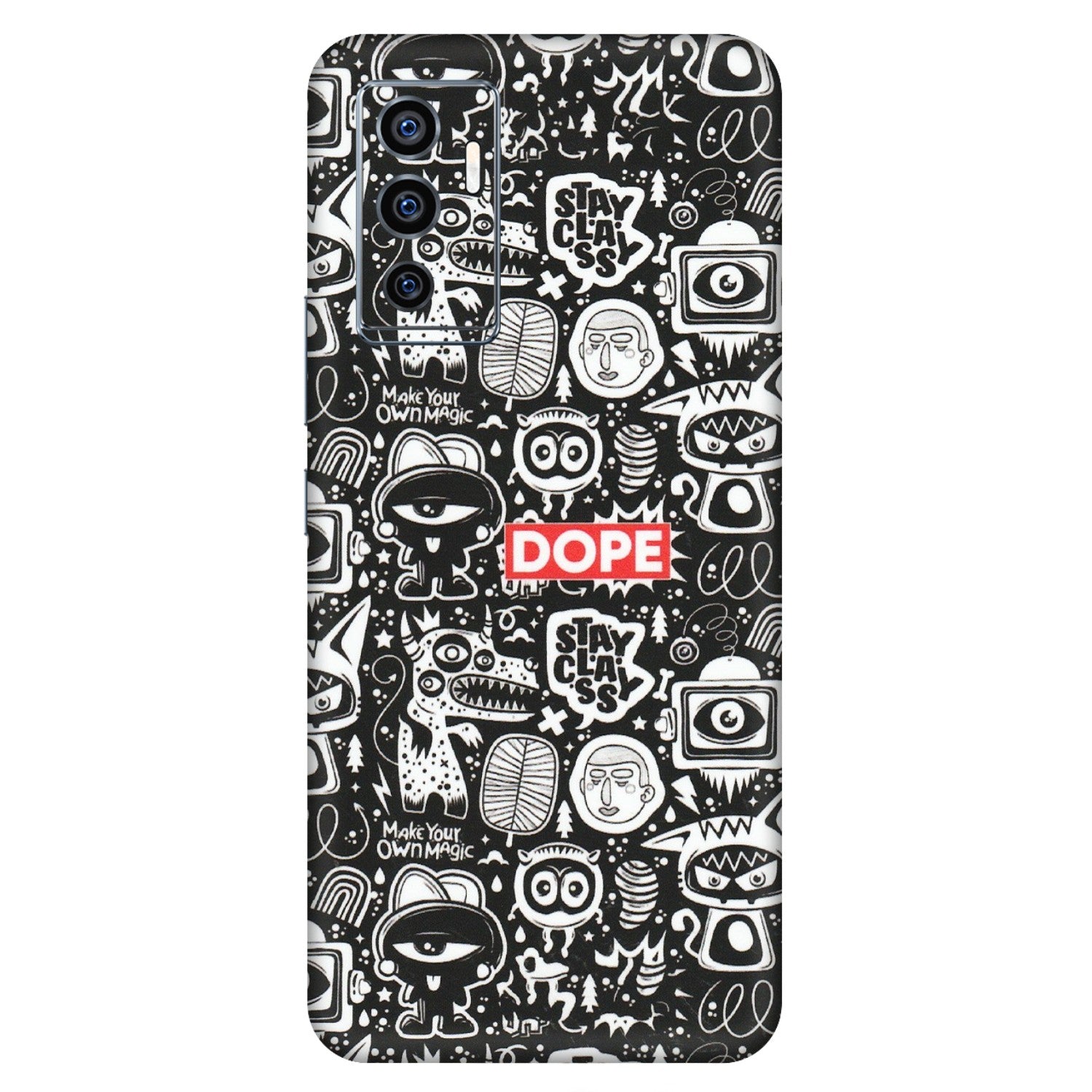 VIVO Z/V/X/T/U/S Series Phone Skins (All Models) - Dope Stay Classy Black Doodles - Matte Finish (M-126) Vivo V23e (5G)