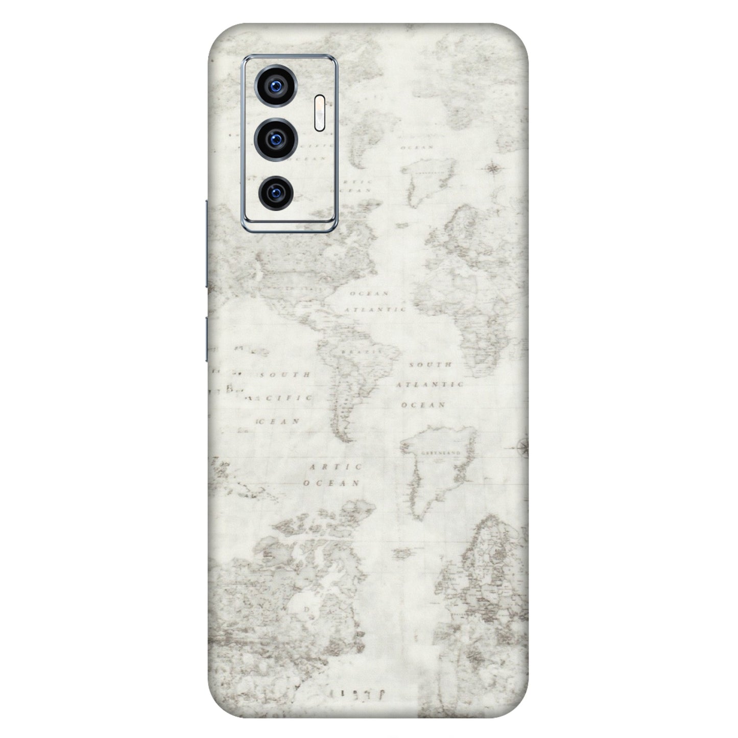VIVO Z/V/X/T/U/S Series Phone Skins (All Models) - World Travel Map - Transparent Finish (T-04) Vivo V23e (5G)