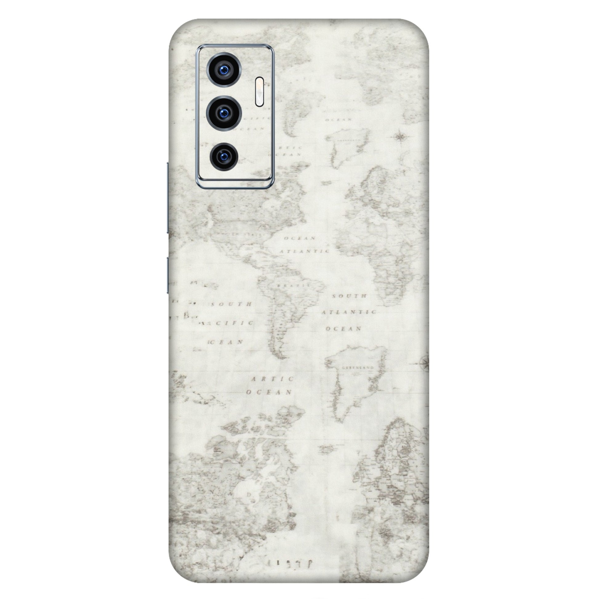 VIVO Z/V/X/T/U/S Series Phone Skins (All Models) - World Travel Map - Transparent Finish (T-04) Vivo V23e (5G)