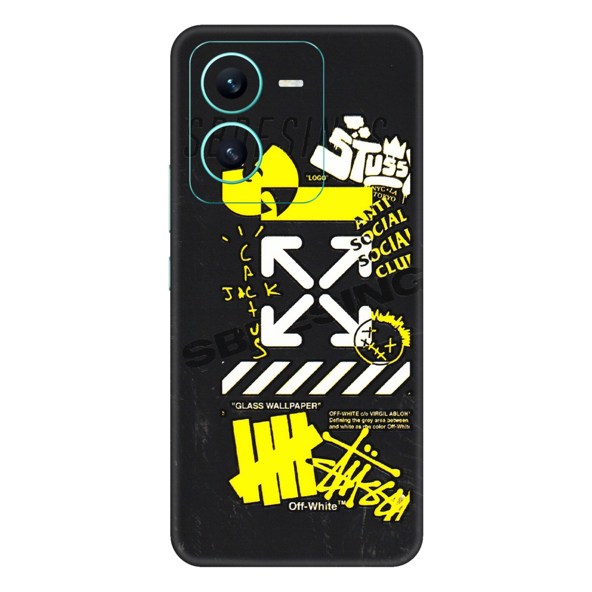 VIVO Z/V/X/T/U/S Series Phone Skins (All Models) - Anti Social Graffiti - 3D Embossed Finish (L-198) Vivo V25 (5G)