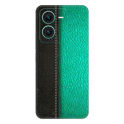 VIVO Z/V/X/T/U/S Series Phone Skins (All Models) - Black Green Dual Leather Stich - 3D Embossed Finish (L-233) Vivo V25 (5G)