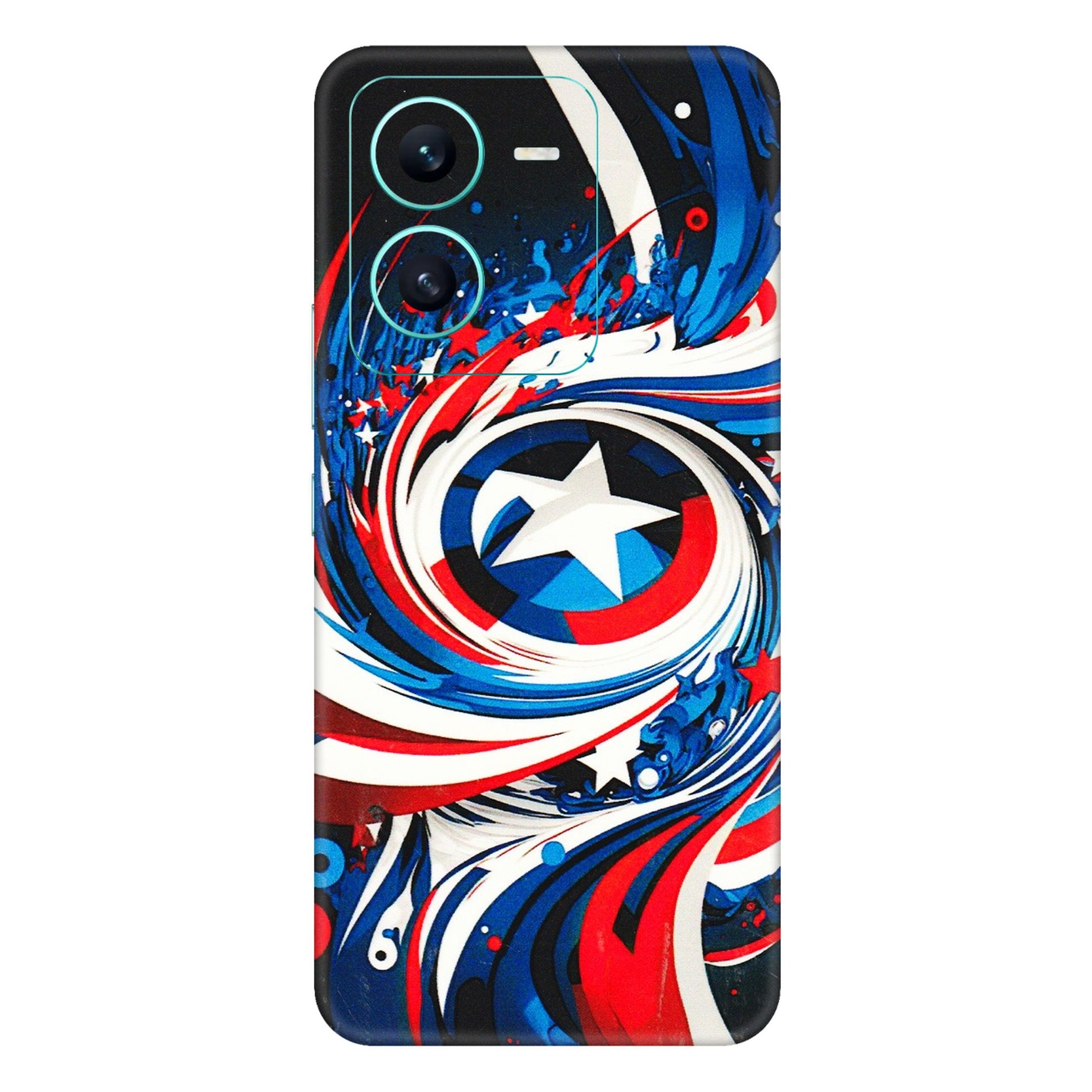 VIVO Z/V/X/T/U/S Series Phone Skins (All Models) - Captain America Logo - 3D Embossed Finish (L-307) Vivo V25 (5G)