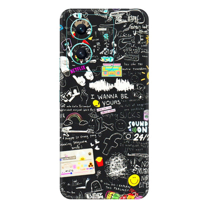 VIVO Z/V/X/T/U/S Series Phone Skins (All Models) - Black Creatives Doodles - 3D Embossed Finish (L-311) Vivo V25 (5G)