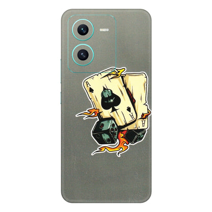 VIVO Z/V/X/T/U/S Series Phone Skins (All Models) - Grey Cards Of Ace - 3D Embossed Finish (L-77) Vivo V25 (5G)