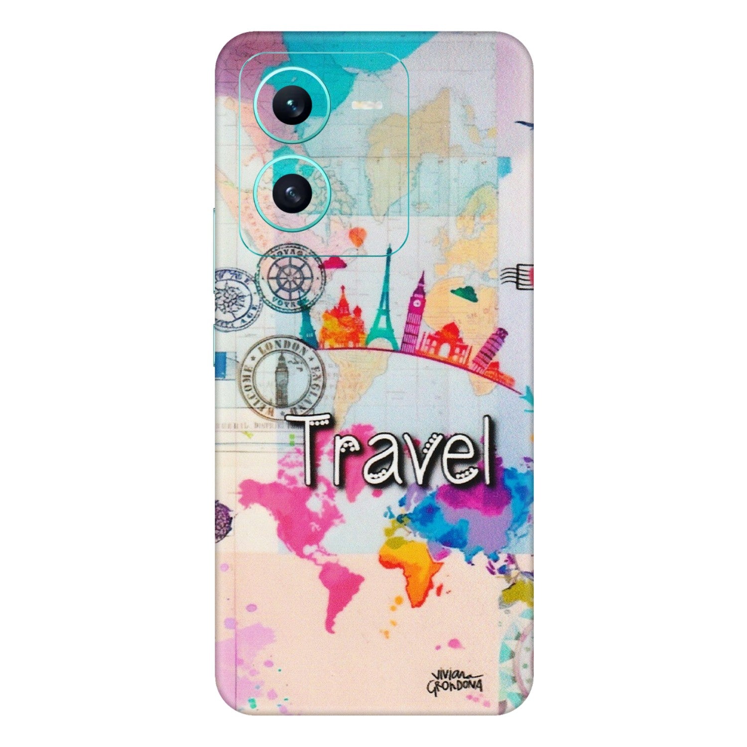 VIVO Z/V/X/T/U/S Series Phone Skins (All Models) - Travel The Wonders - Matte Finish (M-108) Vivo V25 (5G)