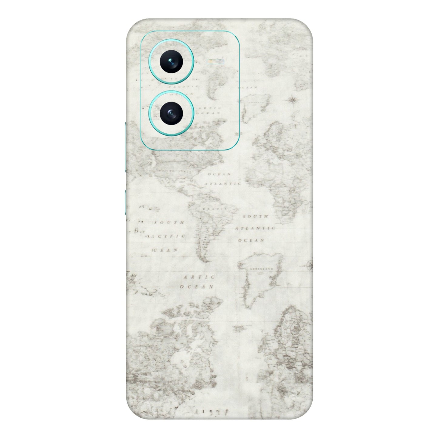VIVO Z/V/X/T/U/S Series Phone Skins (All Models) - World Travel Map - Transparent Finish (T-04) Vivo V25 (5G)