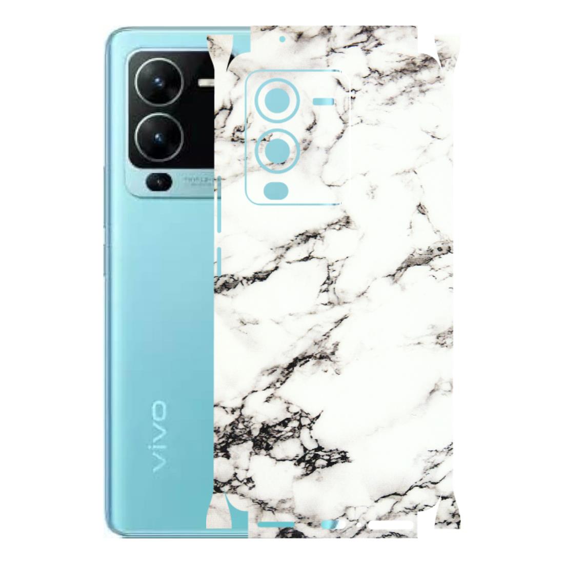 VIVO Z/V/X/T/U/S Series Phone Skins (All Models) - Black and White Marble Texture - 3D Embossed Finish (L-124) Vivo V25 Pro