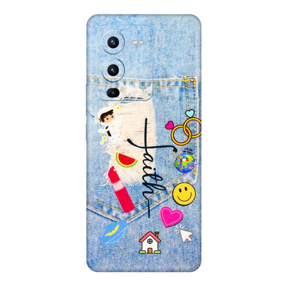 VIVO Z/V/X/T/U/S Series Phone Skins (All Models) - Denim Jeans Pocket - 3D Embossed Finish (L-134) Vivo V25 Pro