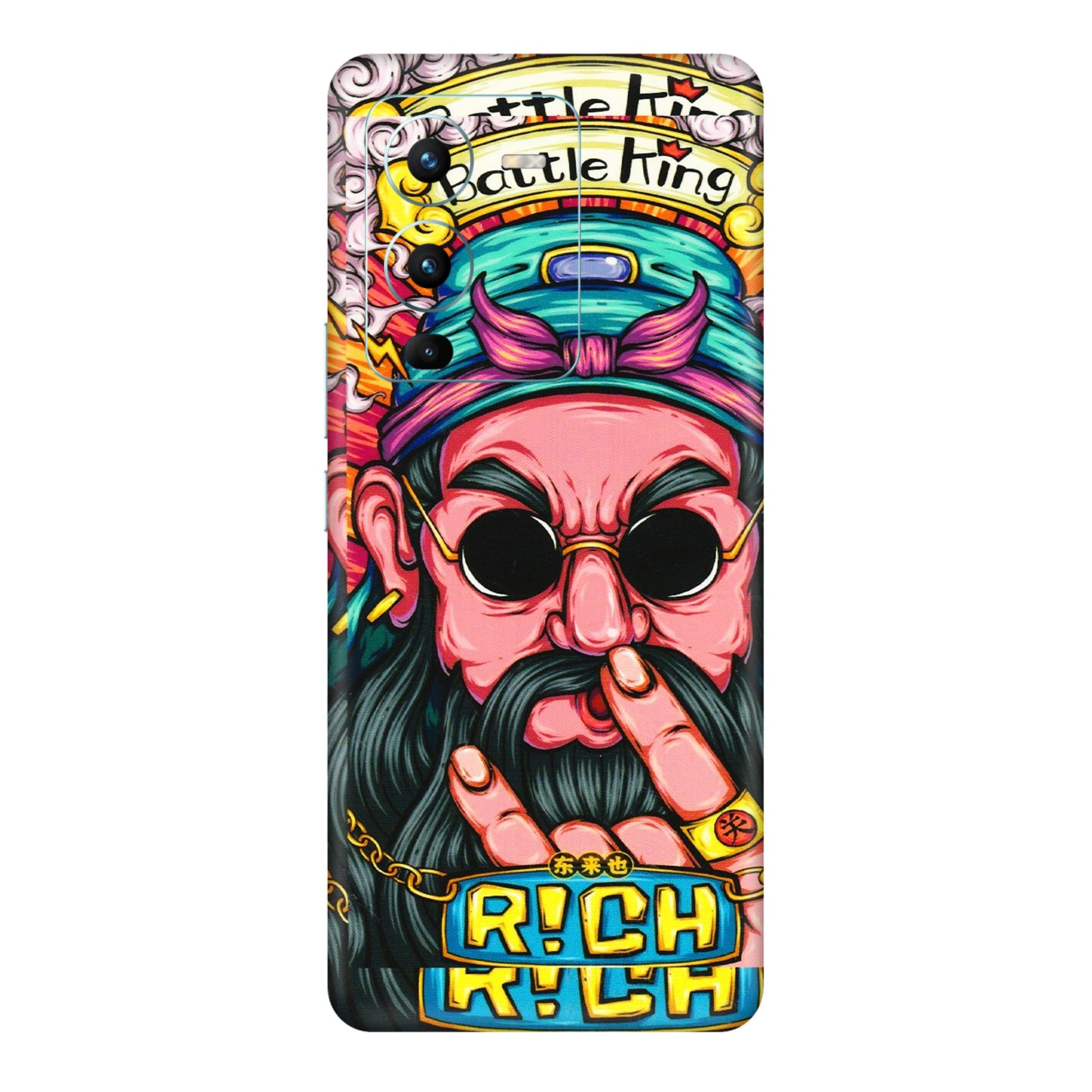 VIVO Z/V/X/T/U/S Series Phone Skins (All Models) - Battle King Dude Face - 3D Embossed Finish (L-178) Vivo V25 Pro