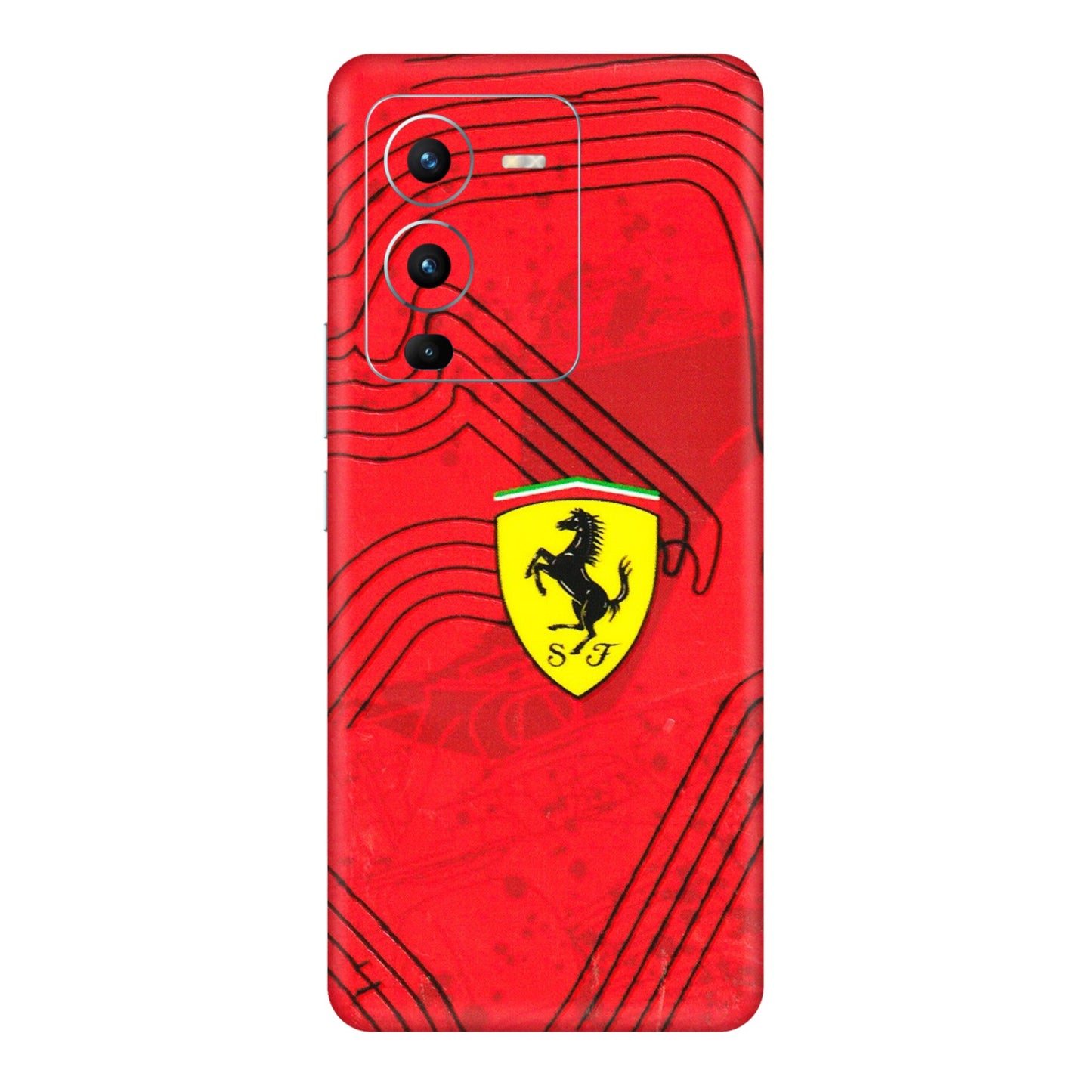 VIVO Z/V/X/T/U/S Series Phone Skins (All Models) - Red Ferrari Logo Stylish - 3D Embossed Finish (L-238) Vivo V25 Pro