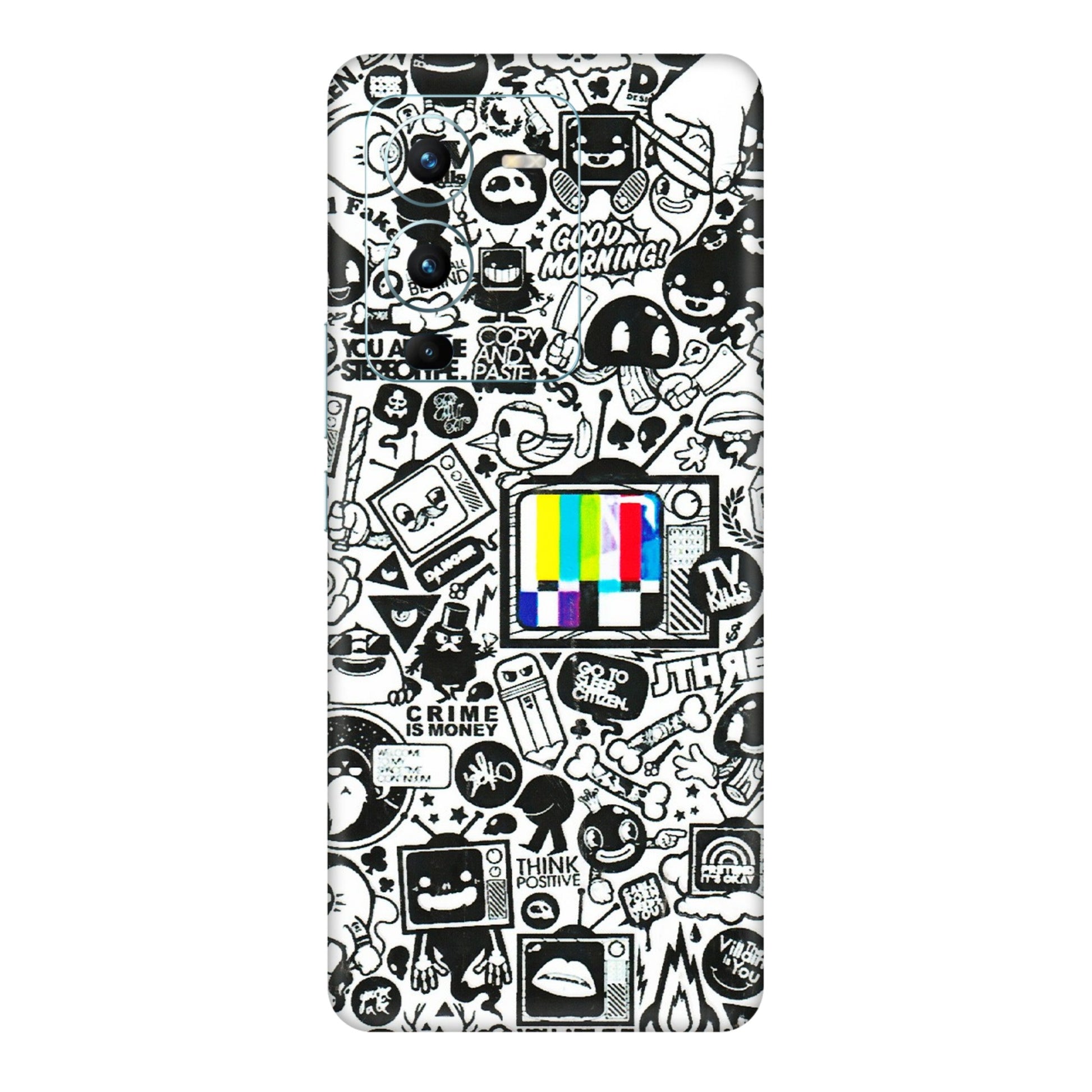 VIVO Z/V/X/T/U/S Series Phone Skins (All Models) - Doodles Positive Art - 3D Embossed Finish (L-263) Vivo V25 Pro