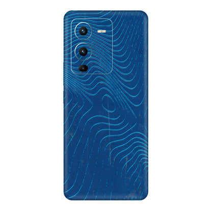 VIVO Z/V/X/T/U/S Series Phone Skins (All Models) - Abstract Blue Line Map - 3D Embossed Finish (L-272) Vivo V25 Pro