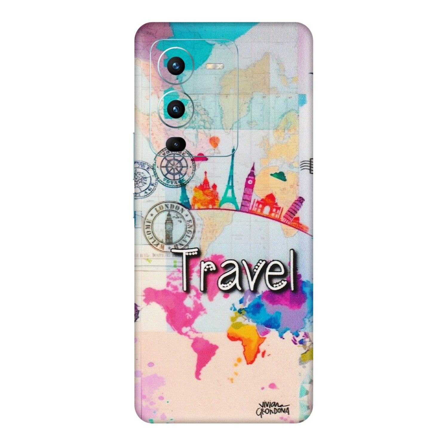 VIVO Z/V/X/T/U/S Series Phone Skins (All Models) - Travel The Wonders - Matte Finish (M-108) Vivo V25 Pro