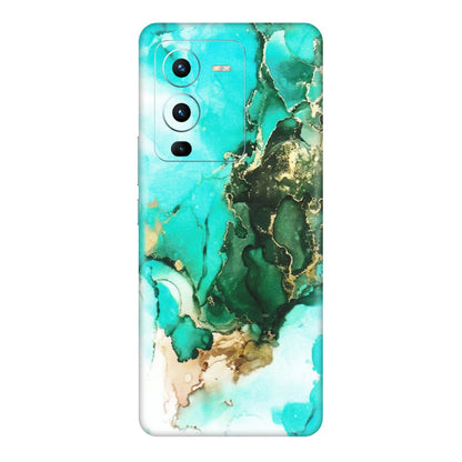 VIVO Z/V/X/T/U/S Series Phone Skins (All Models) - The Blue Gold Marble - Matte Finish (M-124) Vivo V25 Pro