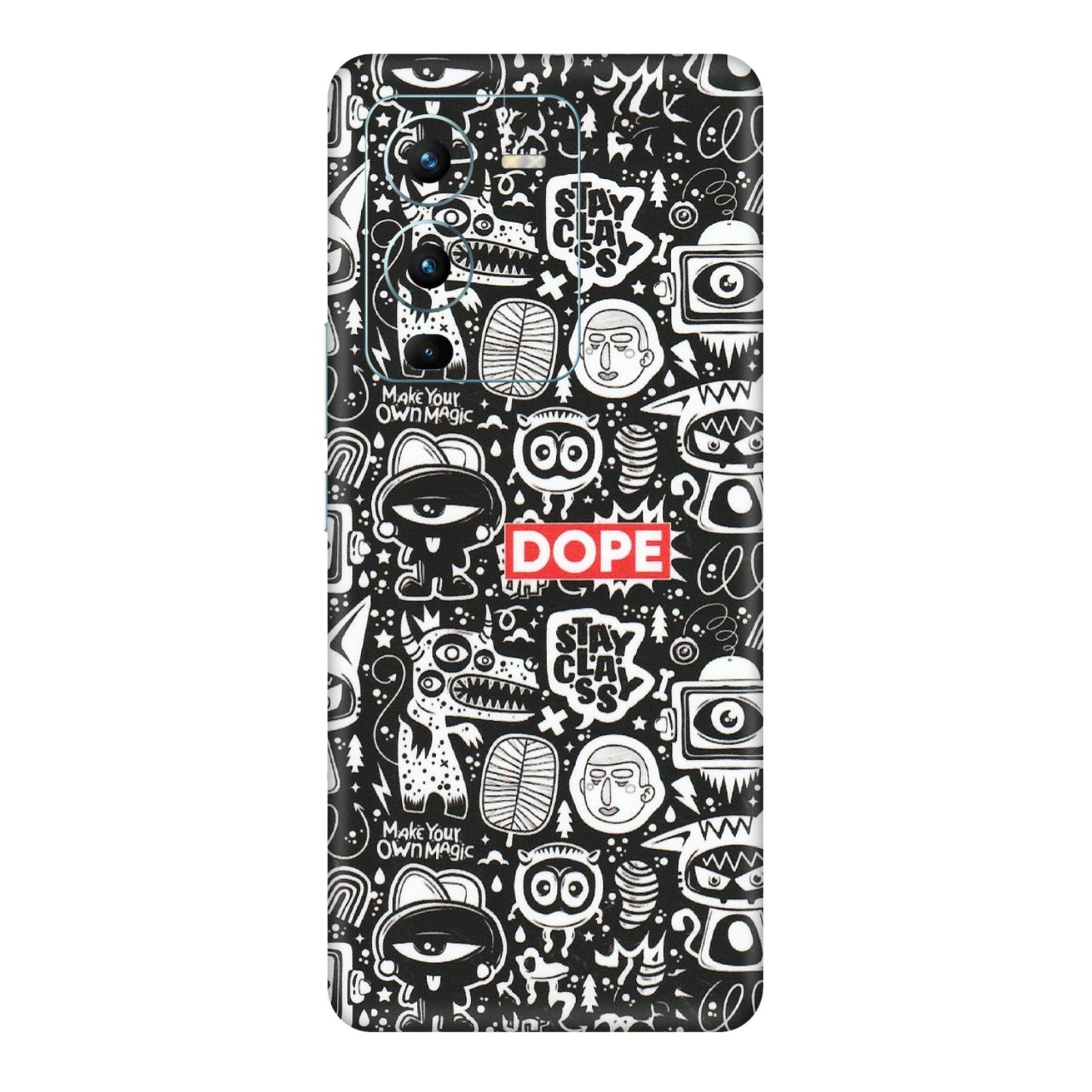 VIVO Z/V/X/T/U/S Series Phone Skins (All Models) - Dope Stay Classy Black Doodles - Matte Finish (M-126) Vivo V25 Pro