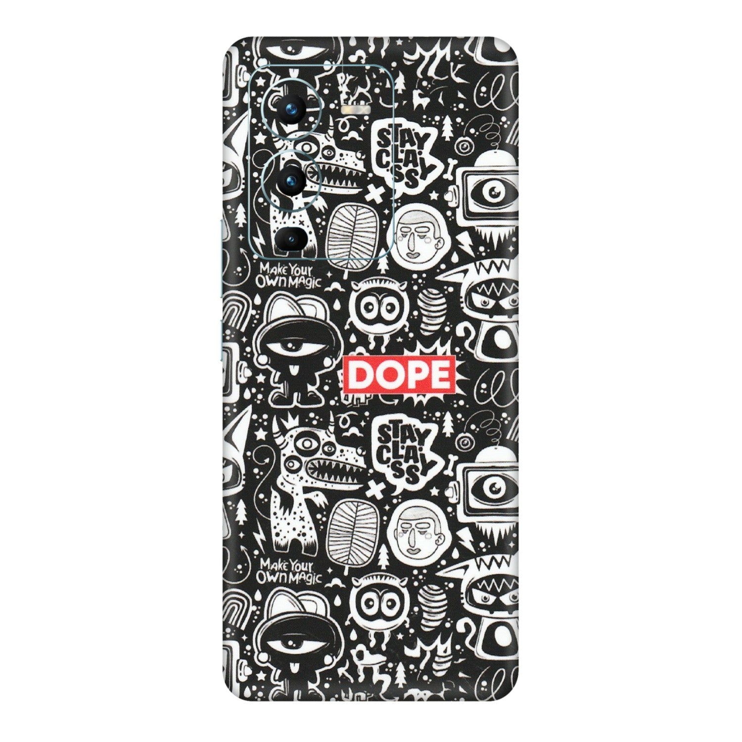 VIVO Z/V/X/T/U/S Series Phone Skins (All Models) - Dope Stay Classy Black Doodles - Matte Finish (M-126) Vivo V25 Pro