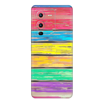 VIVO Z/V/X/T/U/S Series Phone Skins (All Models) - Multi Colour Wooden Wall - Matte Finish (M-96) Vivo V25 Pro