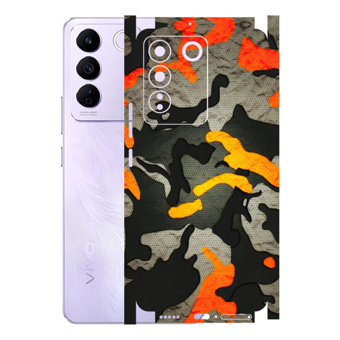 VIVO Z/V/X/T/U/S Series Phone Skins (All Models) - Orange Camouflage - 3D Embossed Finish (L-204) Vivo V27E