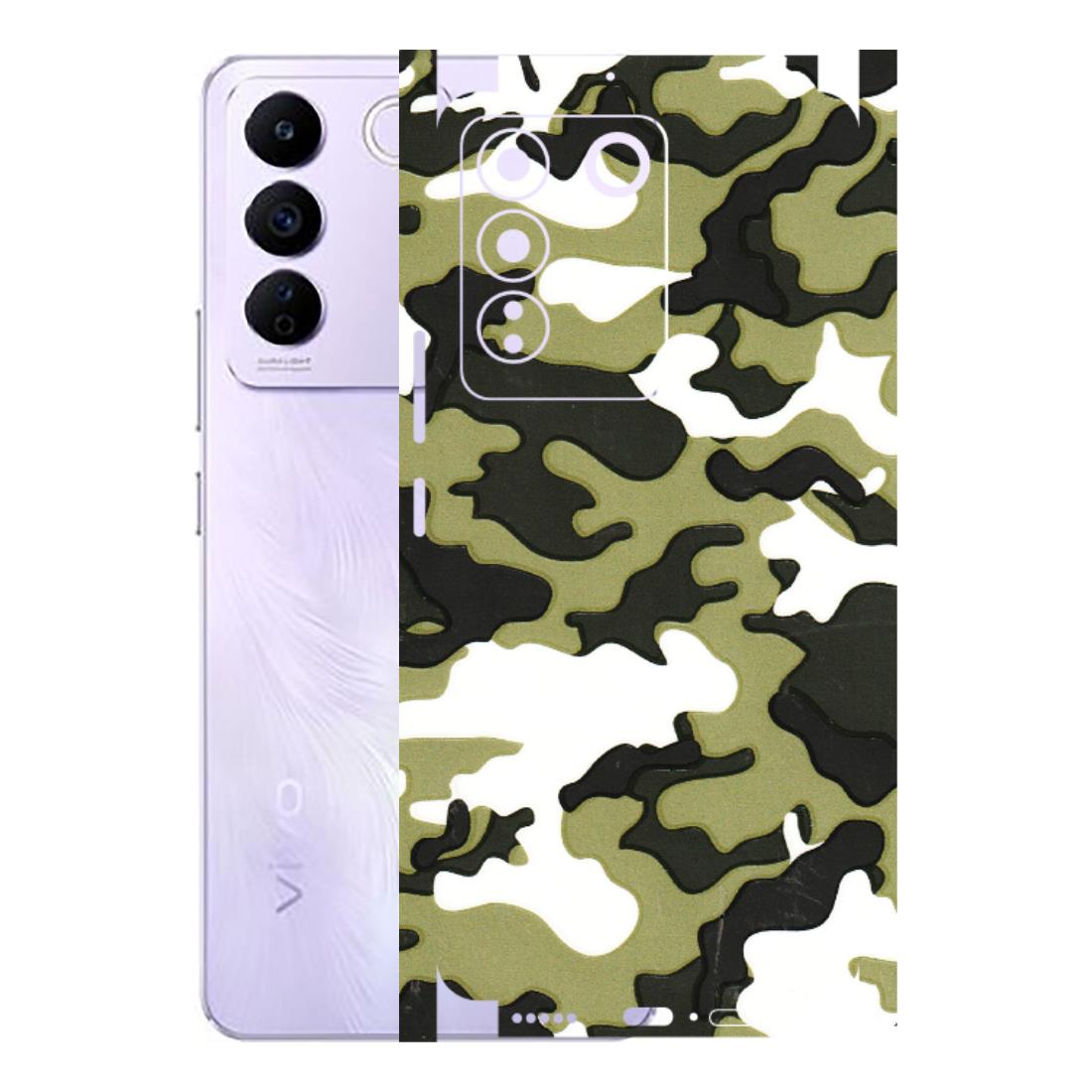 VIVO Z/V/X/T/U/S Series Phone Skins (All Models) - Camouflages White And Green - 3D Embossed Finish (L-243) Vivo V27E