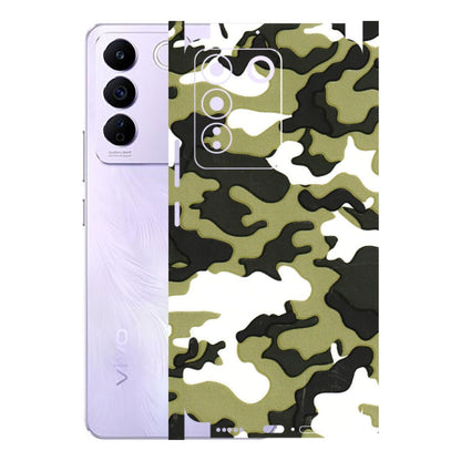 VIVO Z/V/X/T/U/S Series Phone Skins (All Models) - Camouflages White And Green - 3D Embossed Finish (L-243) Vivo V27E