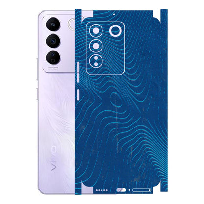 VIVO Z/V/X/T/U/S Series Phone Skins (All Models) - Abstract Blue Line Map - 3D Embossed Finish (L-272) Vivo V27E