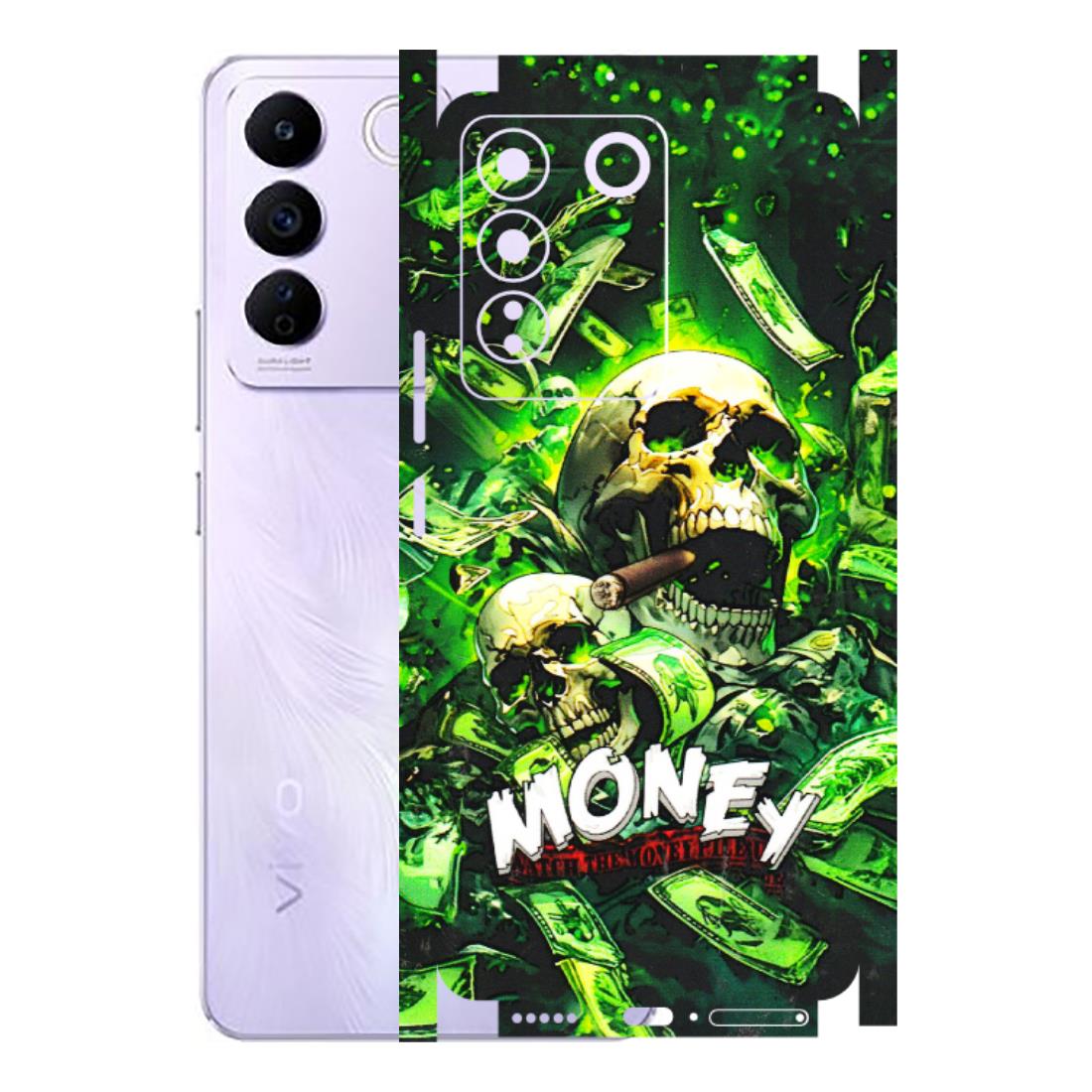 VIVO Z/V/X/T/U/S Series Phone Skins (All Models) - Skull Money - 3D Embossed Finish (L-303) Vivo V27E