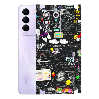 VIVO Z/V/X/T/U/S Series Phone Skins (All Models) - Black Creatives Doodles - 3D Embossed Finish (L-311) Vivo V27E
