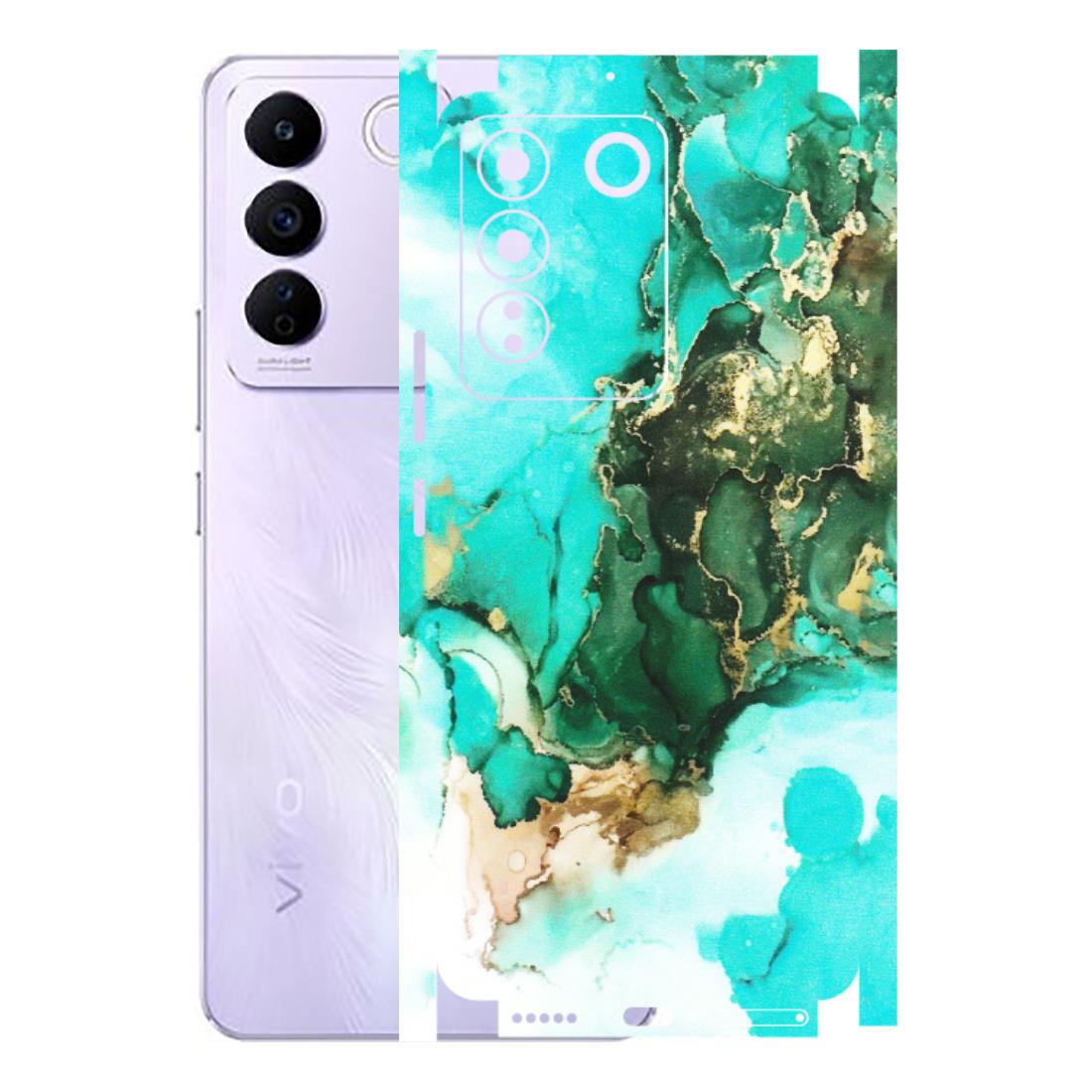 VIVO Z/V/X/T/U/S Series Phone Skins (All Models) - The Blue Gold Marble - Matte Finish (M-124) Vivo V27E