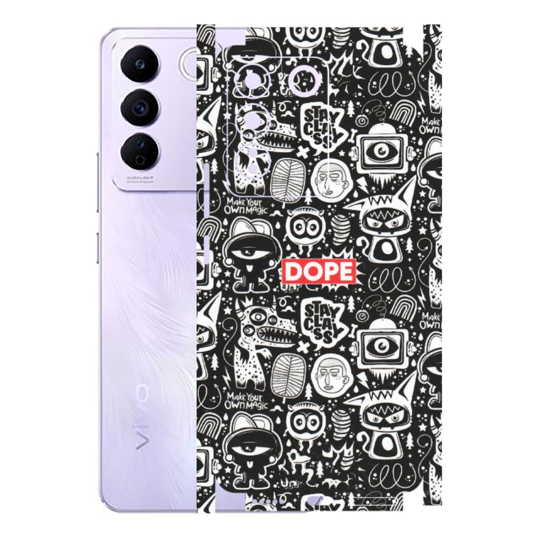 VIVO Z/V/X/T/U/S Series Phone Skins (All Models) - Dope Stay Classy Black Doodles - Matte Finish (M-126) Vivo V27E