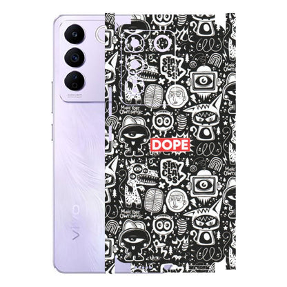 VIVO Z/V/X/T/U/S Series Phone Skins (All Models) - Dope Stay Classy Black Doodles - Matte Finish (M-126) Vivo V27E