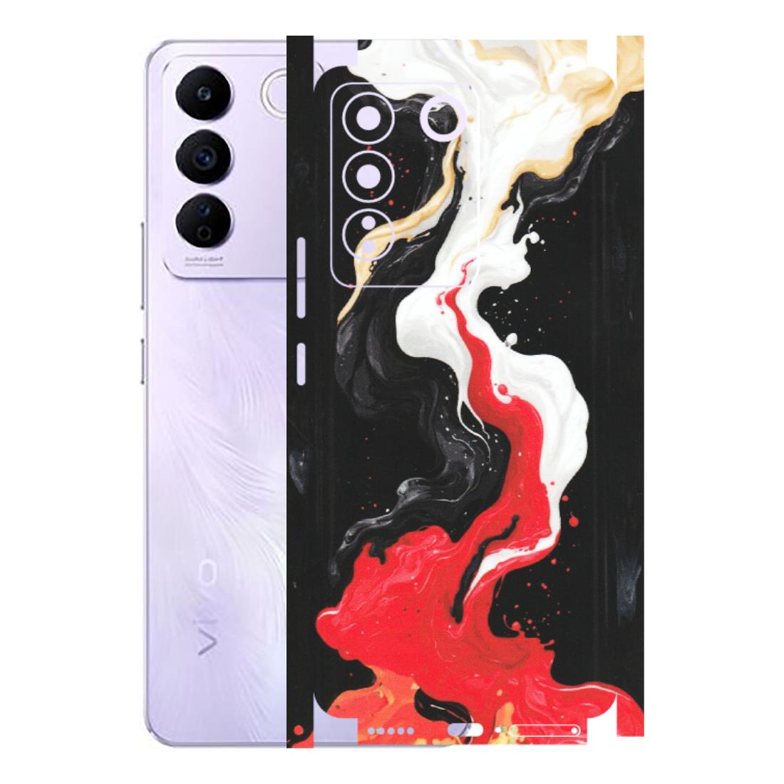 VIVO Z/V/X/T/U/S Series Phone Skins (All Models) - Black Red White Paint Splash Fusion - Matte Finish (M-56) Vivo V27E