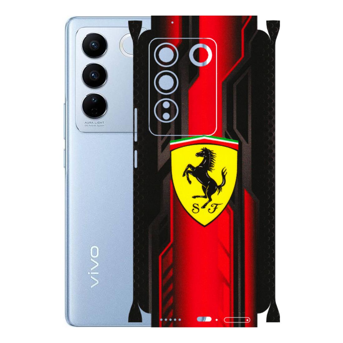 VIVO Z/V/X/T/U/S Series Phone Skins (All Models) - Black Ferrari Logo - 3D Embossed Finish (L-253) Vivo V27 (5G)
