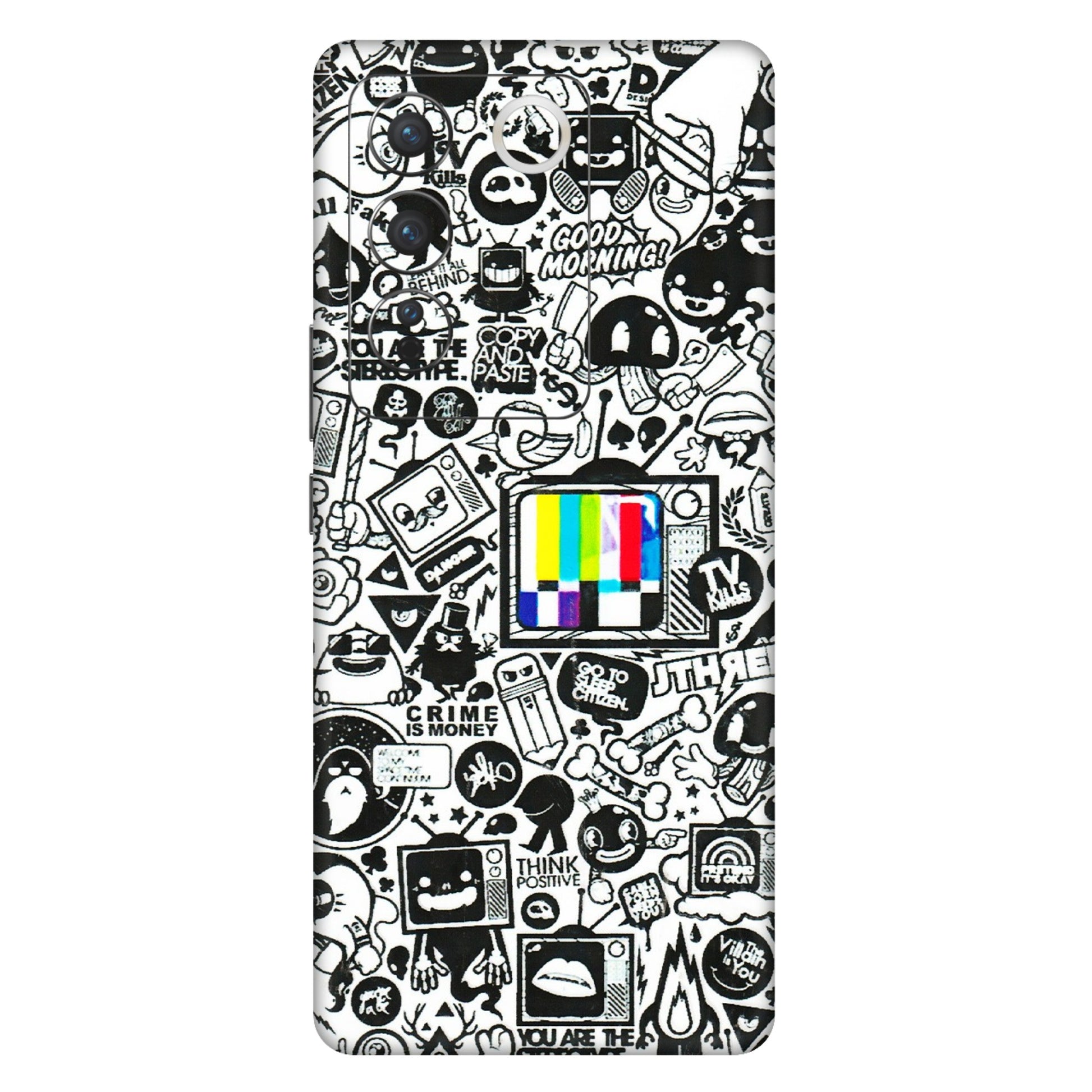 VIVO Z/V/X/T/U/S Series Phone Skins (All Models) - Doodles Positive Art - 3D Embossed Finish (L-263) Vivo V27 (5G)