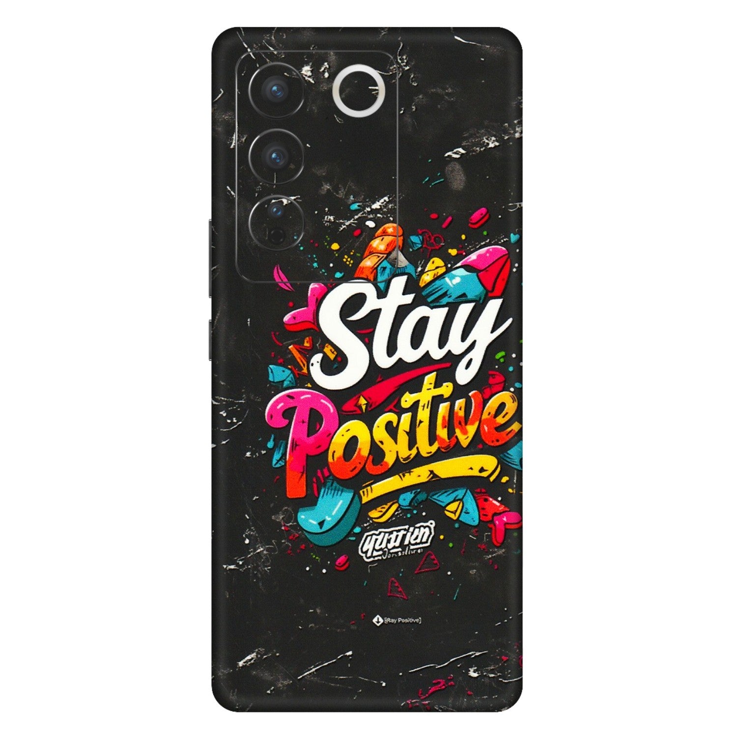VIVO Z/V/X/T/U/S Series Phone Skins (All Models) - Stay Positive Black - 3D Embossed Finish (L-31) Vivo V27 (5G)
