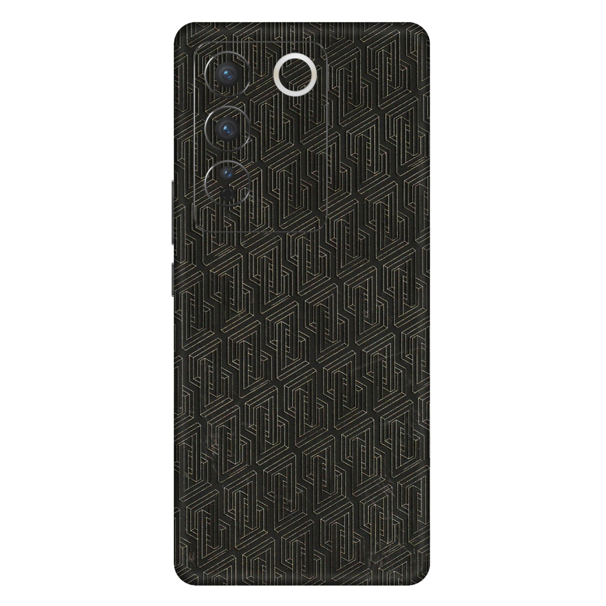 VIVO Z/V/X/T/U/S Series Phone Skins (All Models) - Black Abstract Pattern - 3D Embossed Finish (L-117) Vivo V27 Pro (5G)