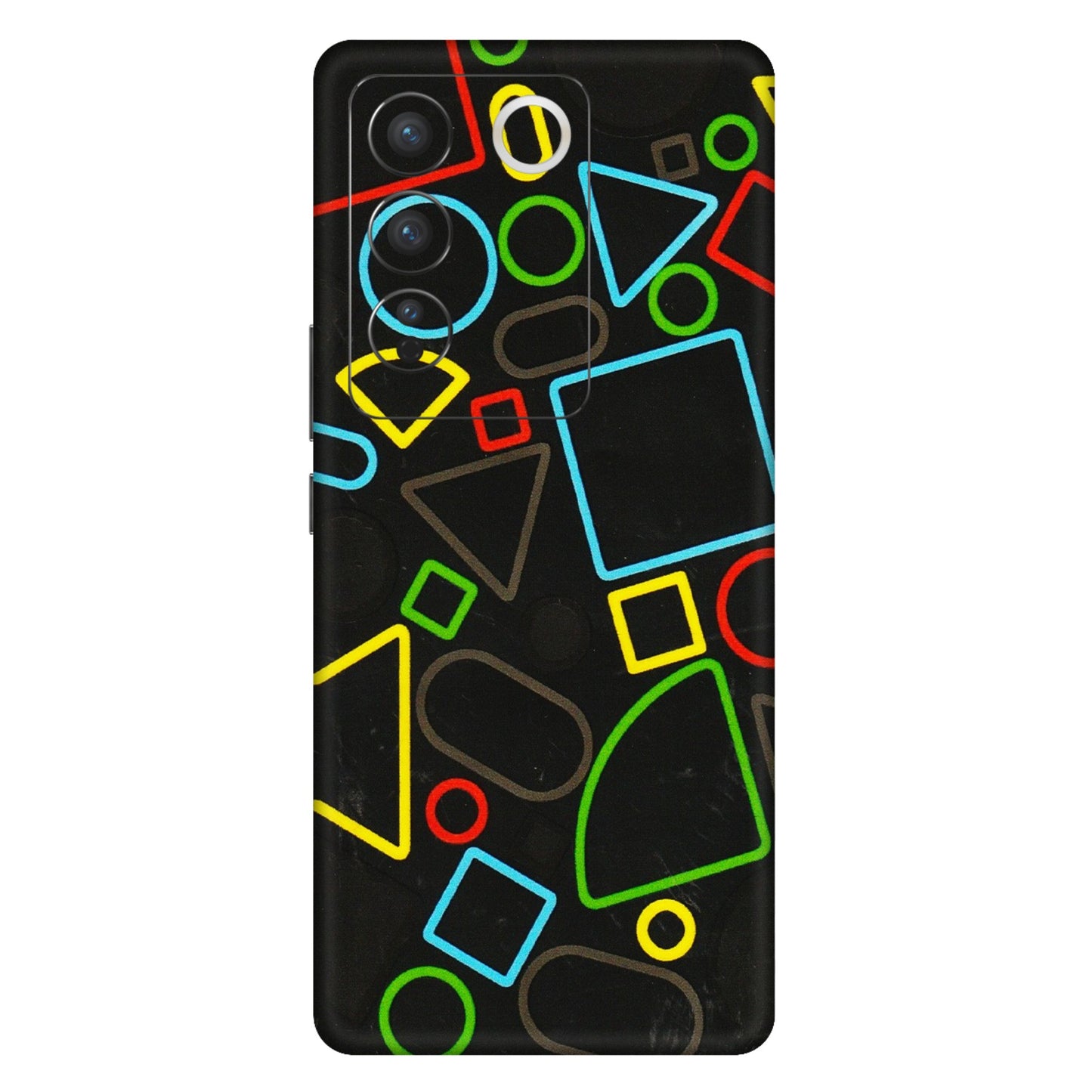 VIVO Z/V/X/T/U/S Series Phone Skins (All Models) - Black Shapes - 3D Embossed Finish (L-131) Vivo V27 Pro (5G)