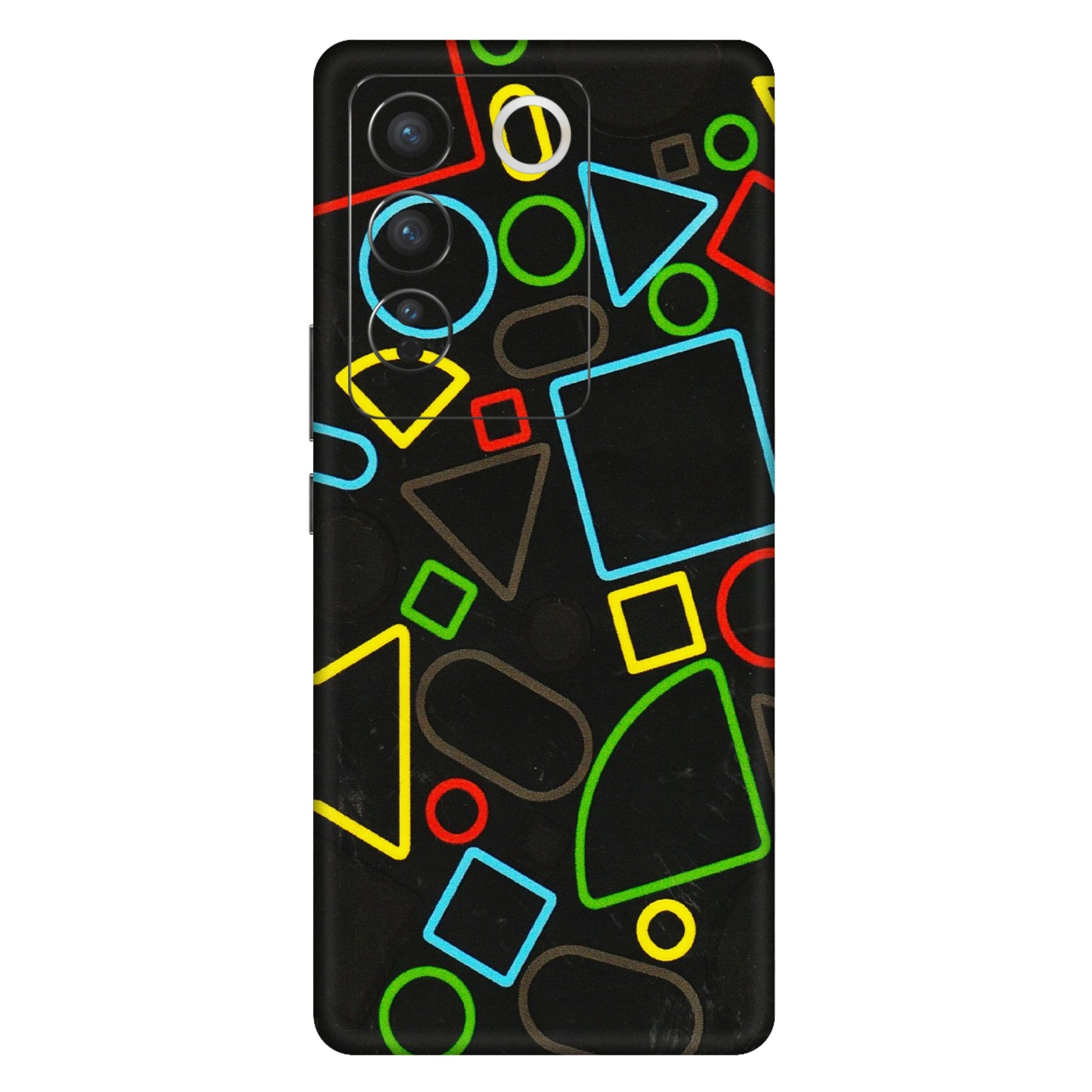 VIVO Z/V/X/T/U/S Series Phone Skins (All Models) - Black Shapes - 3D Embossed Finish (L-131) Vivo V27 Pro (5G)