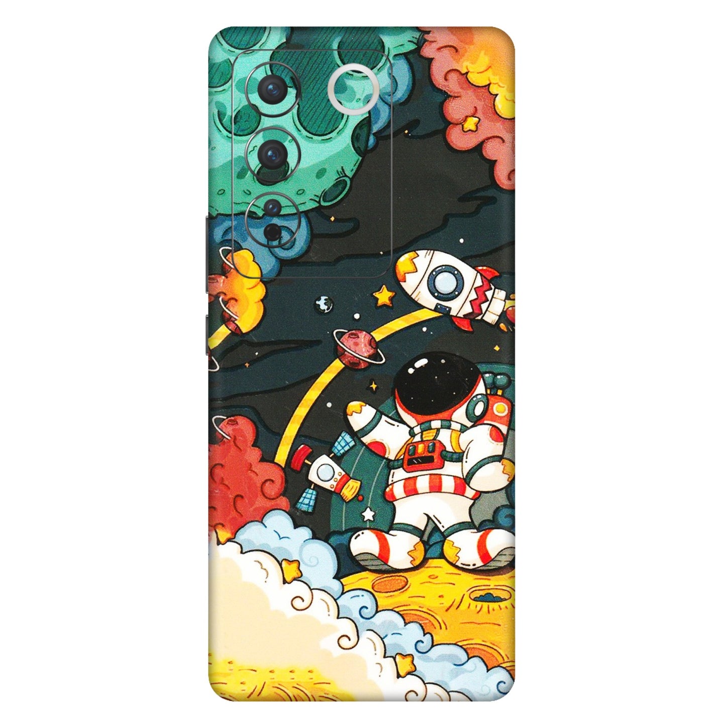 VIVO Z/V/X/T/U/S Series Phone Skins (All Models) - Astronauts & Spaceship - 3D Embossed Finish (L-145) Vivo V27 Pro (5G)