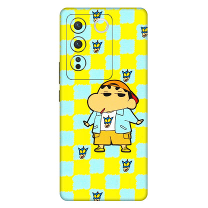VIVO Z/V/X/T/U/S Series Phone Skins (All Models) - Yellow Blue Shinchan Cute - 3D Embossed Finish (L-221) Vivo V27 Pro (5G)