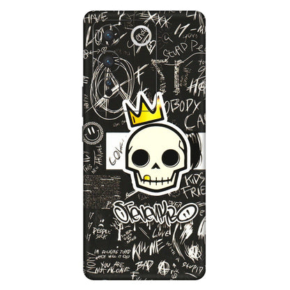 VIVO Z/V/X/T/U/S Series Phone Skins (All Models) - Funny Skull Black Chalk Grafitti - 3D Embossed Finish (L-22) Vivo V27 Pro (5G)